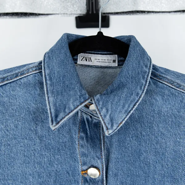 Zara Women's Cotton Button Front Collared Denim Jean Jacket XS Blue - Image 2