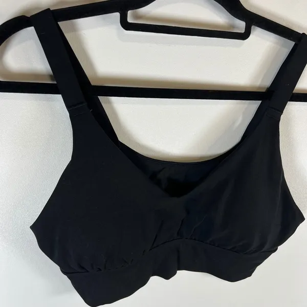 Offline by Aerie Real Me Medium Support‎ Sports Bra Black Large V-Neck Stretch - Image 2
