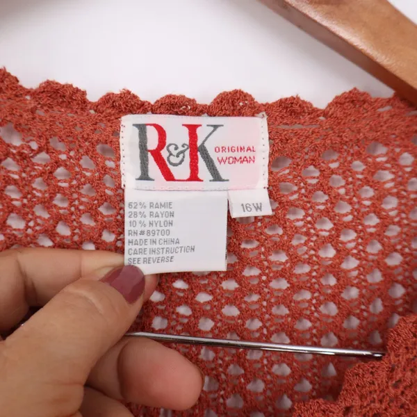 R&K Originals Dress Set Women 16W Russet Crochet Cardigan Maxi NEW - Image 6