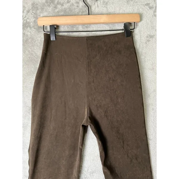 Vintage Y2K Leopard Cuff Flare Pants Brown Low Rise Stretch XS Indie Sleaze New - Image 4
