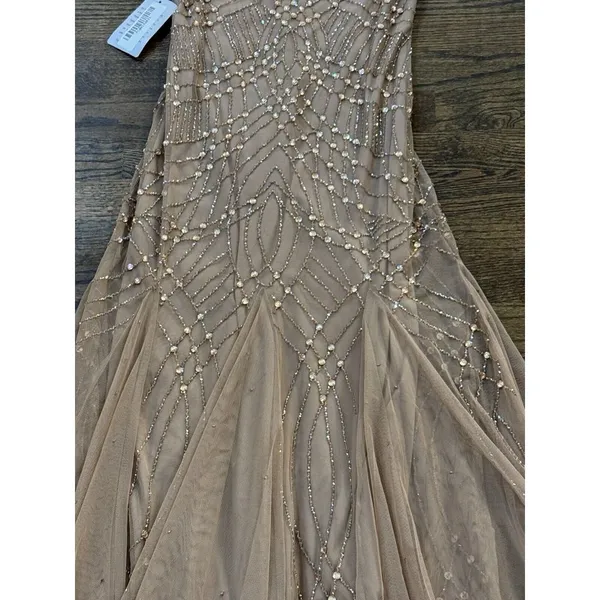 Pissarro Nights‎ Beaded Gown with Long Sleeve No Jacket Size 2 Cocktail Formal - Image 6