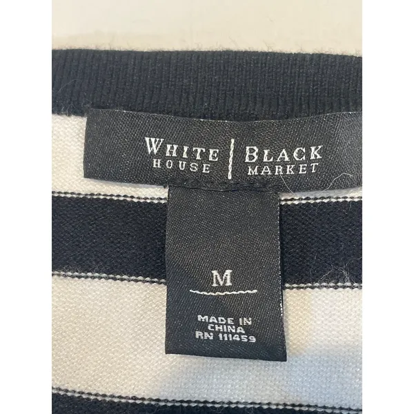 White House Black Market Striped Cardigan Size M Black White - Image 5