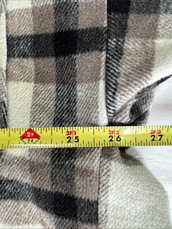 Arizona Jeans Cream black plaid button front shacket shirt jacket XXL - Image 9