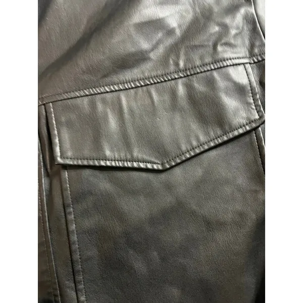 ZARA long Black Leather Jacket S - Image 4