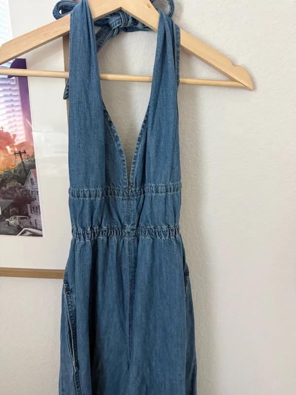 We The Free Blue Denim One-Piece Romper - Image 4