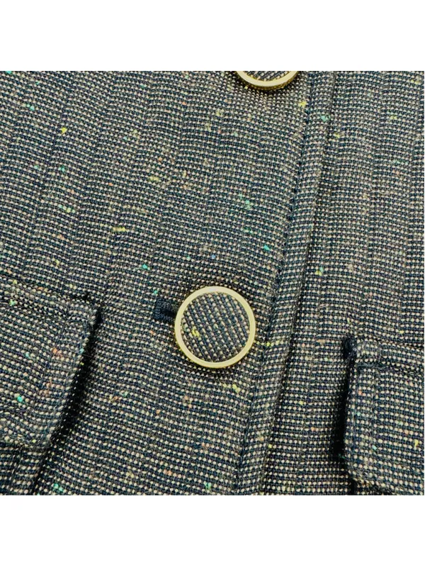Cartonnier Brigade Blazer Jacket Size 4 Brown Gold Button Front Anthropologie - Image 6
