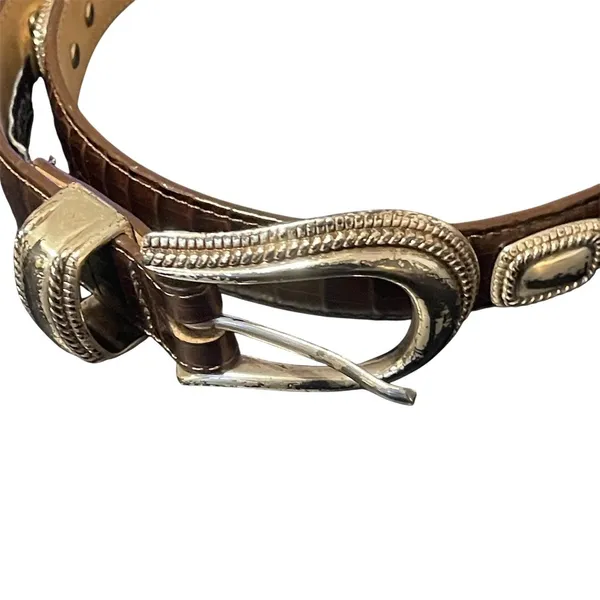 Brighton Womens Belt Brown Croc Embossed Western Buckle Size M 30 - Image 5