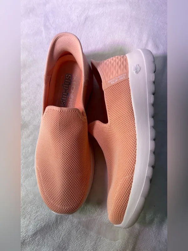 Skechers Pink Mesh Slip-On Walking Sneakers - Image 6