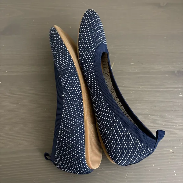 Seychelles knit ballet flats round-toe stretch knit upper‎ navy white dot 8.5 - Image 9