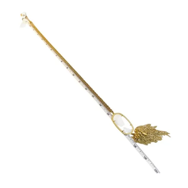 Kendra Scott Rayne Mother of Pearl Gold Tone Tassel Necklace 30" Rope Chain‎ - Image 10