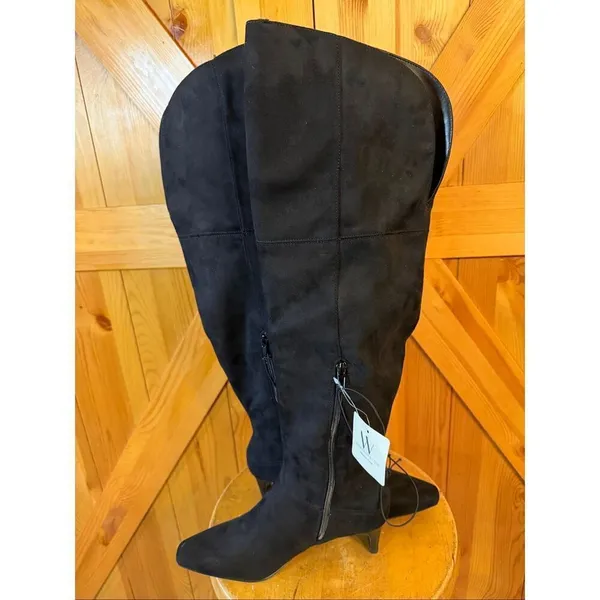Worthington Valto Faux Suede Black High Over Knee Heeled Boots Size 6M nwt Read - Image 6