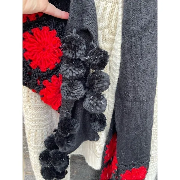NWT Hippie pompom floral BOHO retro scarf wrap - Image 6