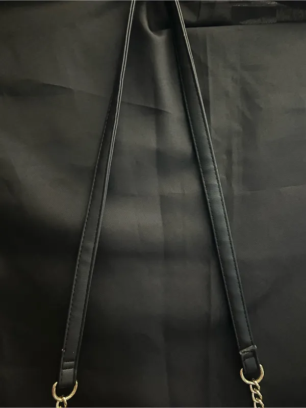 Betsey Johnson Graffiti Print Black Shoulder Bag With Pastel Striped Bow - Image 9