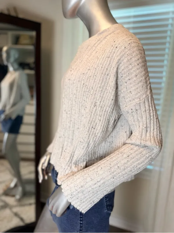 Madewell Merino Wool Alpaca Blend Boxy Ribbed Sweater Small Gray Cozy Neutral - Image 3