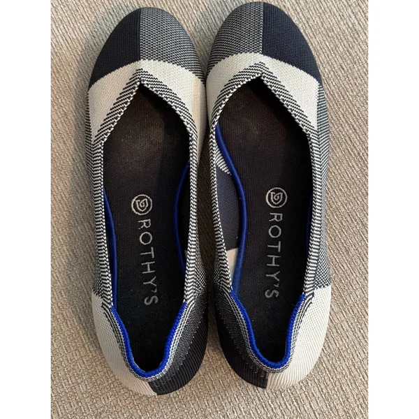 Rothy's Sz 10 The Flat Round Toe Captoe RETIRED Buffalo Plaid Print Woven Comfy - Image 2
