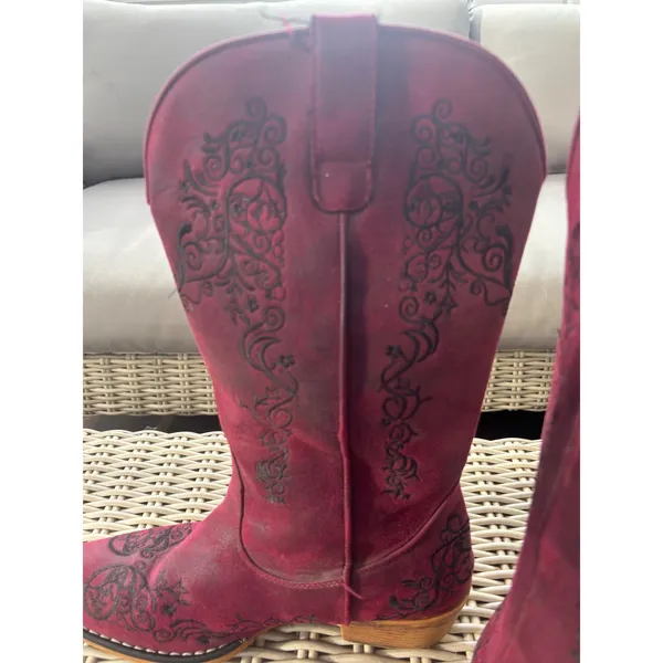Roper Riley Scroll Embroidered Faux Leather‎ Cowboy Boots 8.5 country concert - Image 2