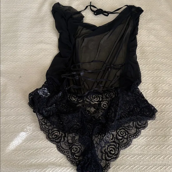 2X Avid Love Black Lace halter Chemise Teddy lingerie intimates - Image 4