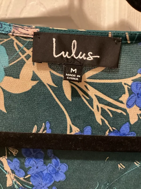 Lulu's Teal Floral Dress with Blue & Beige Print - Image 2
