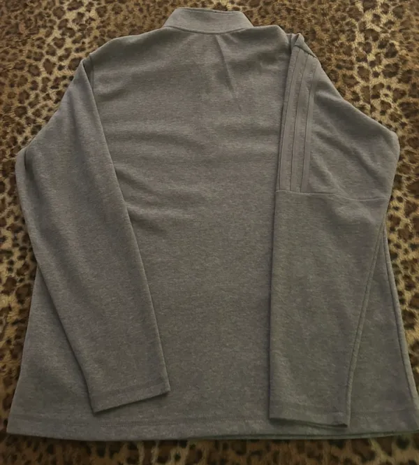 adidas Men's L adidas Golf 1/4 Zip Mock Neck Pullover Gray Long Sleeve - Image 2