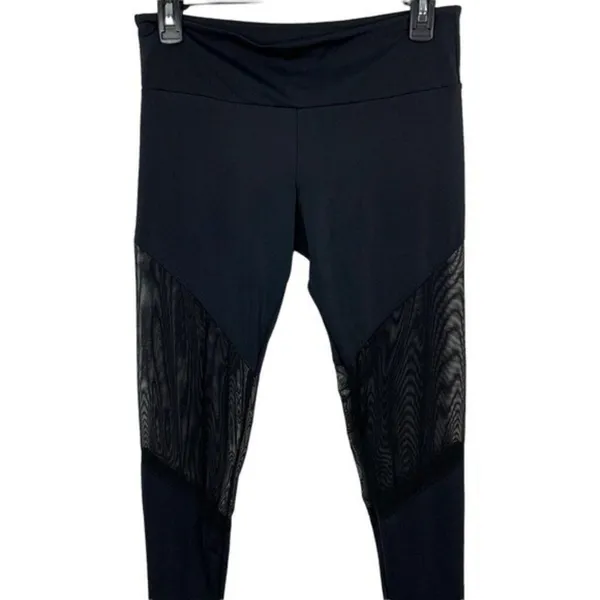 Onzie Black Lace Leggings‎ M L High Rise Yoga Gym Activewear Stretch - Image 2