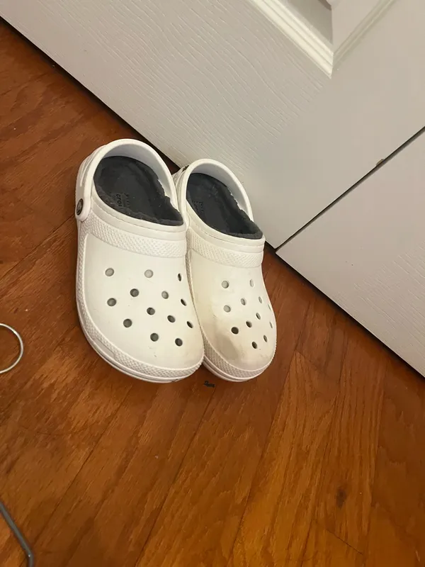 White fuzzy crocs - Image 2