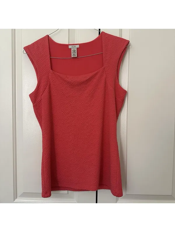 Cache Pink Square Neck Sleeveless Tank Top Textured Shirt Sz M Medium Tencel - Image 9