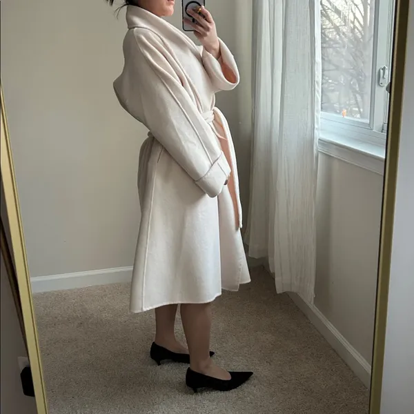 Handmade Ecru shawl coat. M White Size M - Image 7