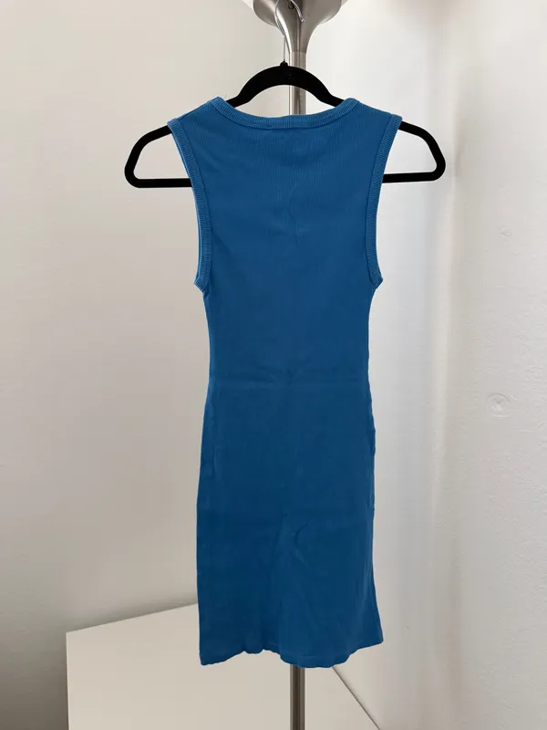 Pull&Bear Bright Blue Ribbed Sleeveless Mini Dress - Image 2