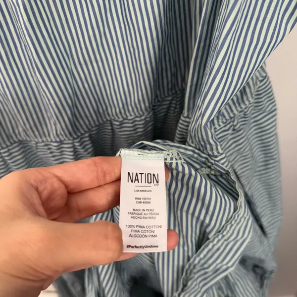 Nation LTD Large Camille Midi‎ Sundress Spritz Stripe Mint Blue Tiered Resort - Image 7