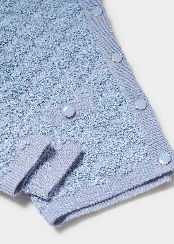 Mango Blue Textured Button Cardigan - Image 3