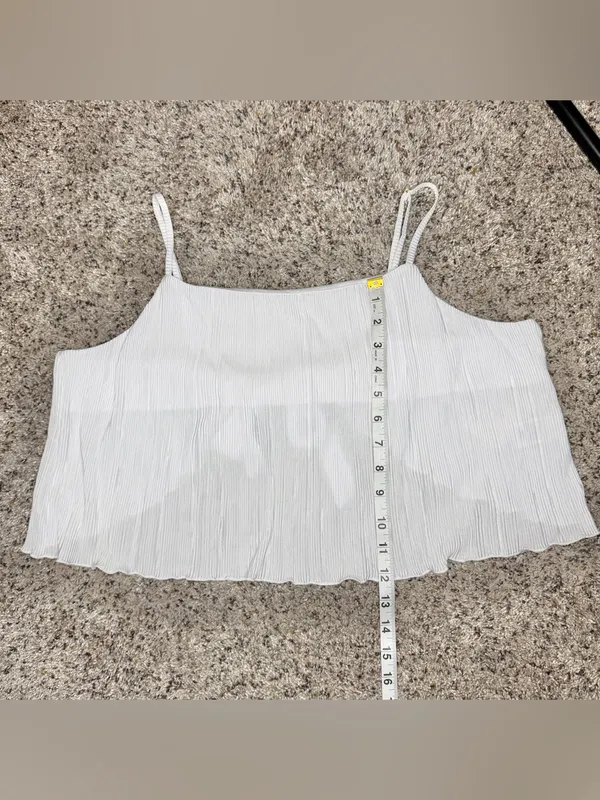 Open Edit Plissé Camisole Top Pajamas White Large L NWT Tie Back Spaghetti Strap - Image 9