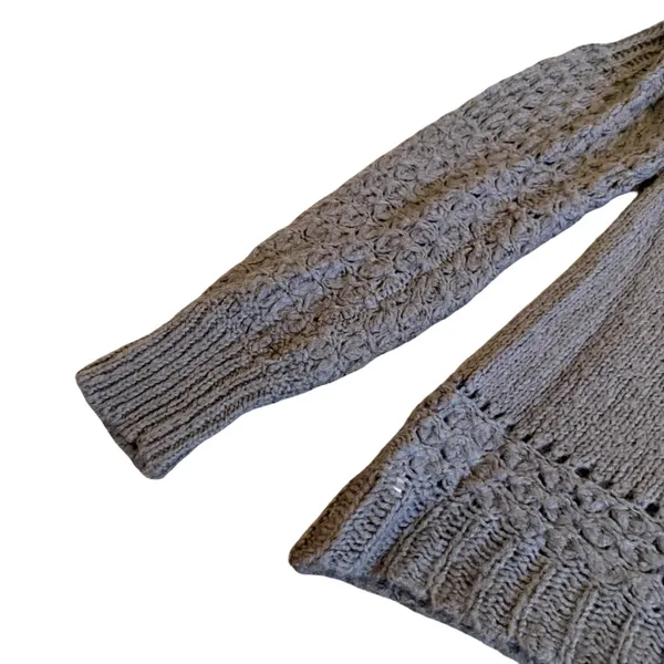 Free People Chunky Pullover V-Neck Sweater Neutral Brown Wool Stretch Size Large - Image 11