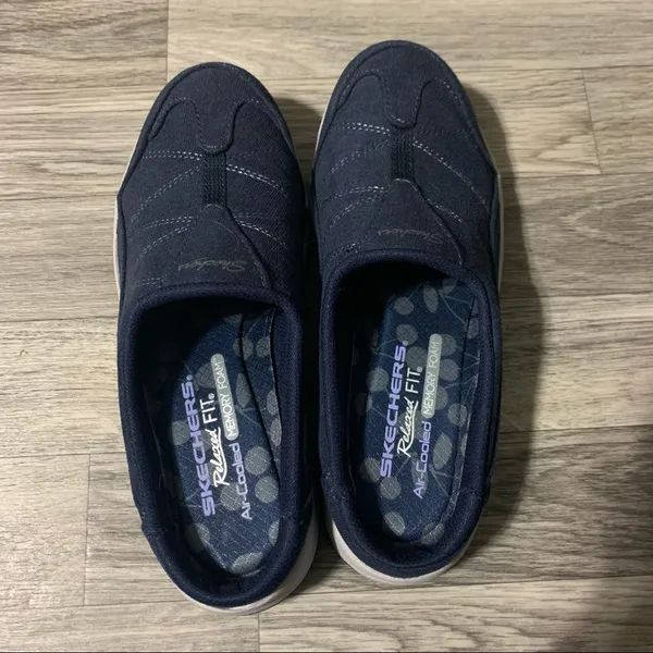 Skechers Relaxed Fit Air Cooled Memory Foam Navy Blue Flats Shoes - Image 5