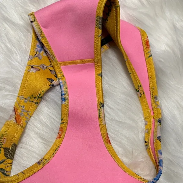 TRIANGL‎ Yellow Floral Cheeky Low Rise Bikini Bottom Y2K Resort Swimsuit Scuba - Image 6
