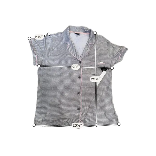 Tahari NWT‎ Notch Collar Short Pajama Set Gray Pink Stripe Large - Image 6