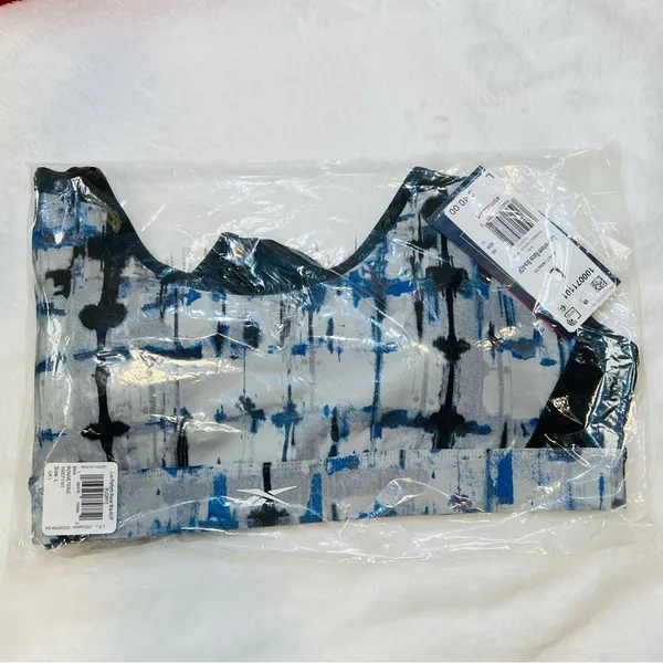 Reebok Lux Perform Printed Racer Bra - Pure Grey - Large - NWT - Image 2