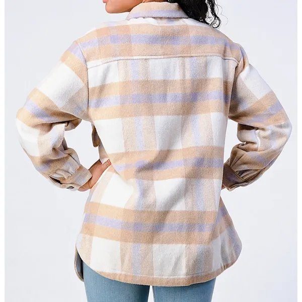 BTFBM Long Sleeve Button Down Plaid Flannel Shaket Size Medium Multiple - Image 11