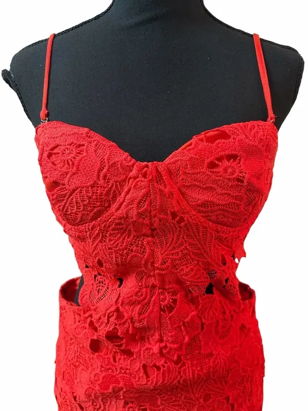 Amable by Mable Lace Maxi Orange Dress(Size Medium) - Image 6