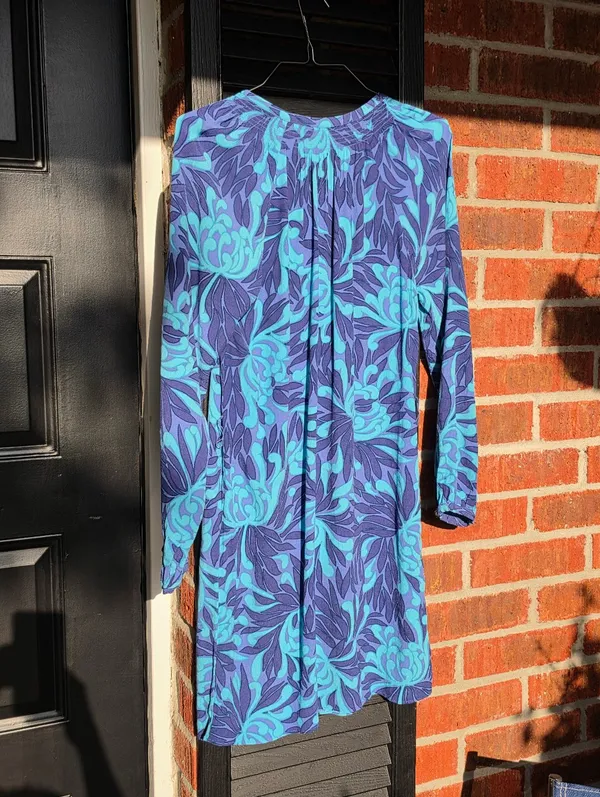 New Rachel Zoe Blue Purple Printed Long Sleeved Dress Small - Image 9