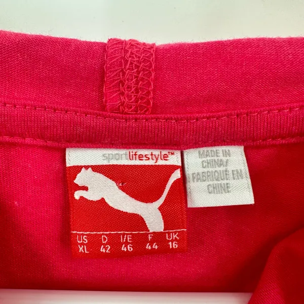 Puma Size XL Pink Jersey Knit Pullover Cowl Neck Hoodie‎ Outerwear Light Shirt - Image 4