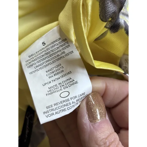 Speechless Yellow Floral High Low Dress Size 5 Spaghetti Strap Prom Formal Satin - Image 6
