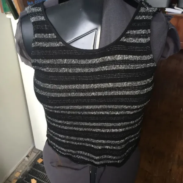 Madewell Terry striped XS cropped sleeveless top - Image 3