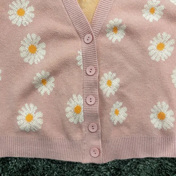 SHEIN Daisy Button Up Cardigan in Pink, Size OS​​​​​​​ - Image 3
