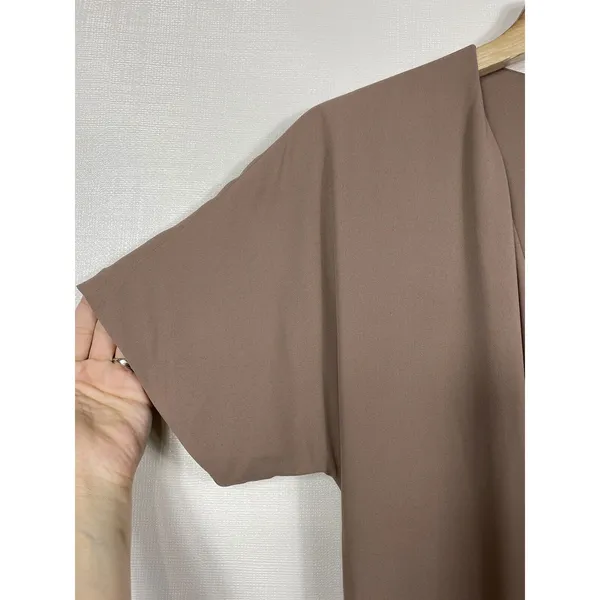 Babaton Aritzia Wallace Light Brown Wrap‎ Dress Size S Short Sleeve V-Neck - Image 4