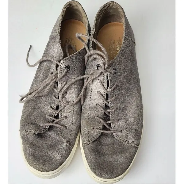 TOMS Sneakers Womens‎ Size 9 Metallic Gray/Silver Shoes - Image 4