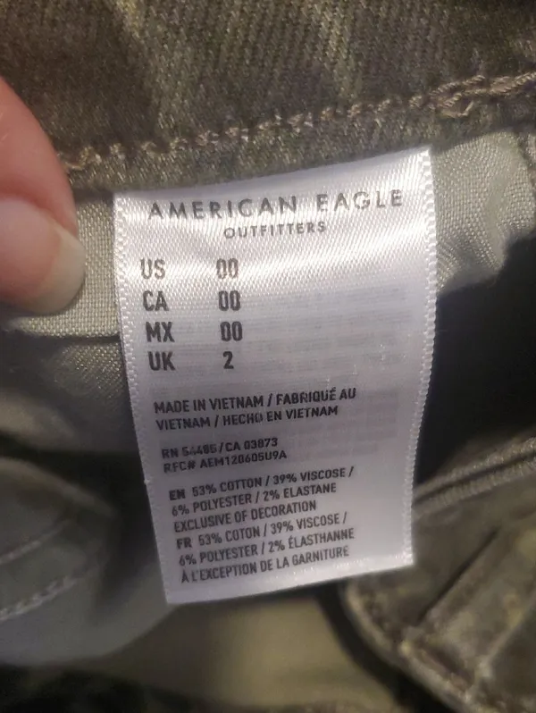 American Eagle Outfitters Olive Leopard-Print Denim Mini Skirt - Image 3