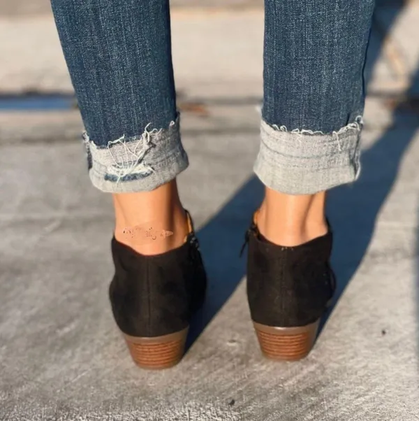 Black Micro Suede Ankle Bootie Size 9 - Image 3