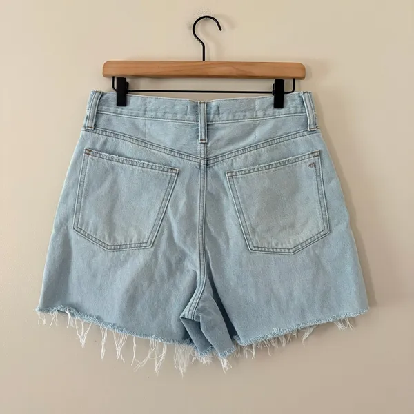 Madewell Denim The Momjean Short 28 Blue Fitzgerald Wash High Rise Button Fly - Image 3