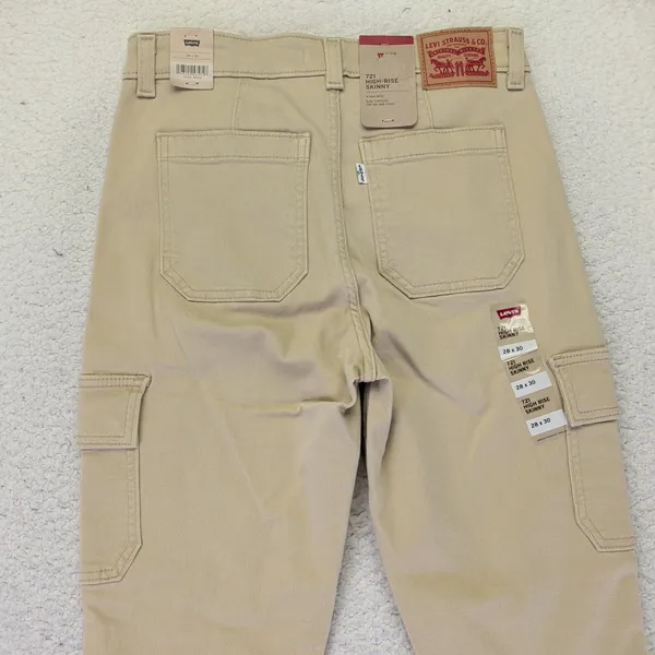 Levis 721 High Rise Skinny‎ Cargo Pants Womens 28x30 Tan Khaki New NWT - Image 5