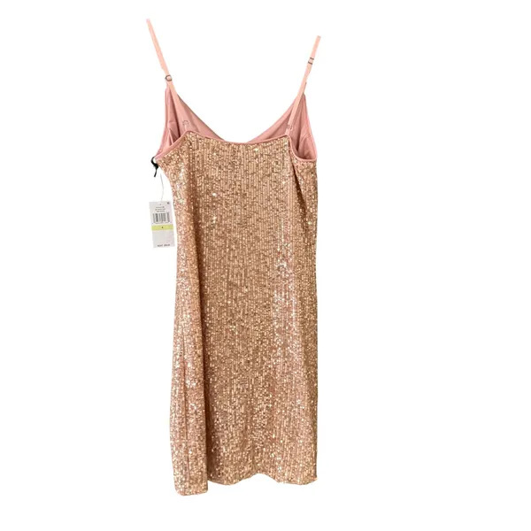 1.STATE‎ Serene Rose Sequin Mini Dress V-Neck Adjustable Sparkle Size 4 NEW - Image 4